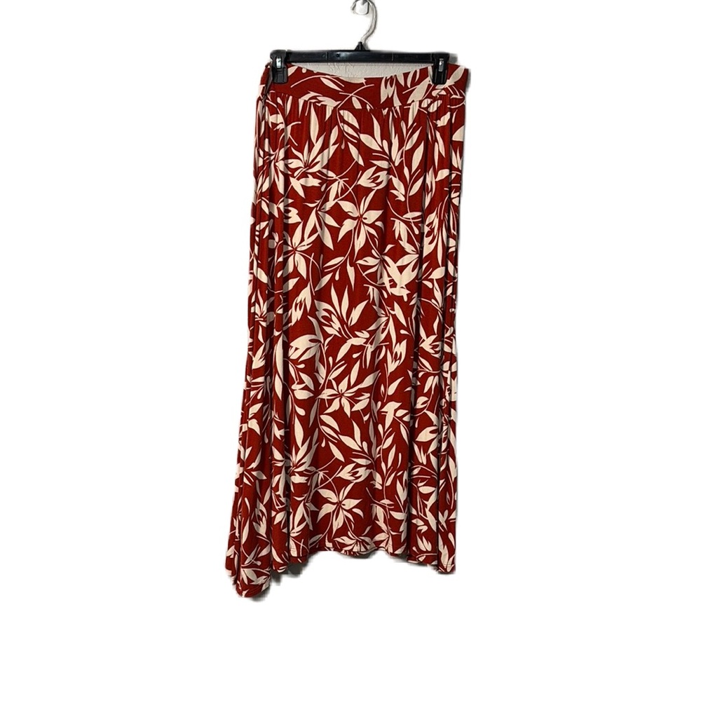 Jessica London Red and White Asymmetrical Maxi Skirt